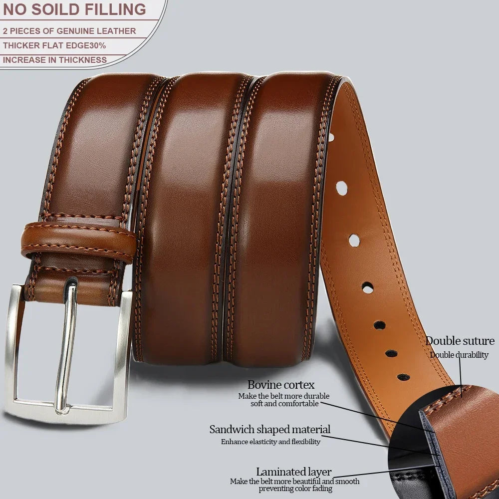 Men's Leather Belt Needle Buckle Belt Trendy New Casual Genuine Leather LONG Large Belts Cowhide Men's Belt Plus Size Men Belts