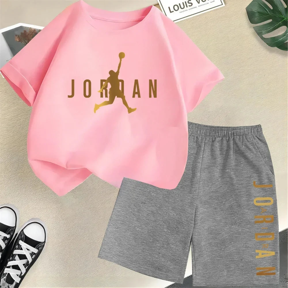 Summer Brand Sport Printed Children's Set Short Sleeve T-shirt Set Shorts 2pcs Set Kids Boy Girl Fashion Clothing Outfits