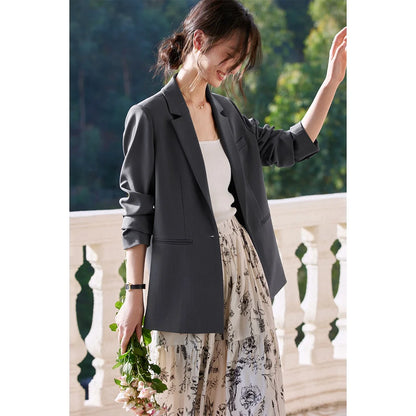 Blazer Woman Long Sleeve Notched Casual Suit Jacket Femmes 2026 Spring Fall Office Wear Loose Button Ladies Blazers A1062