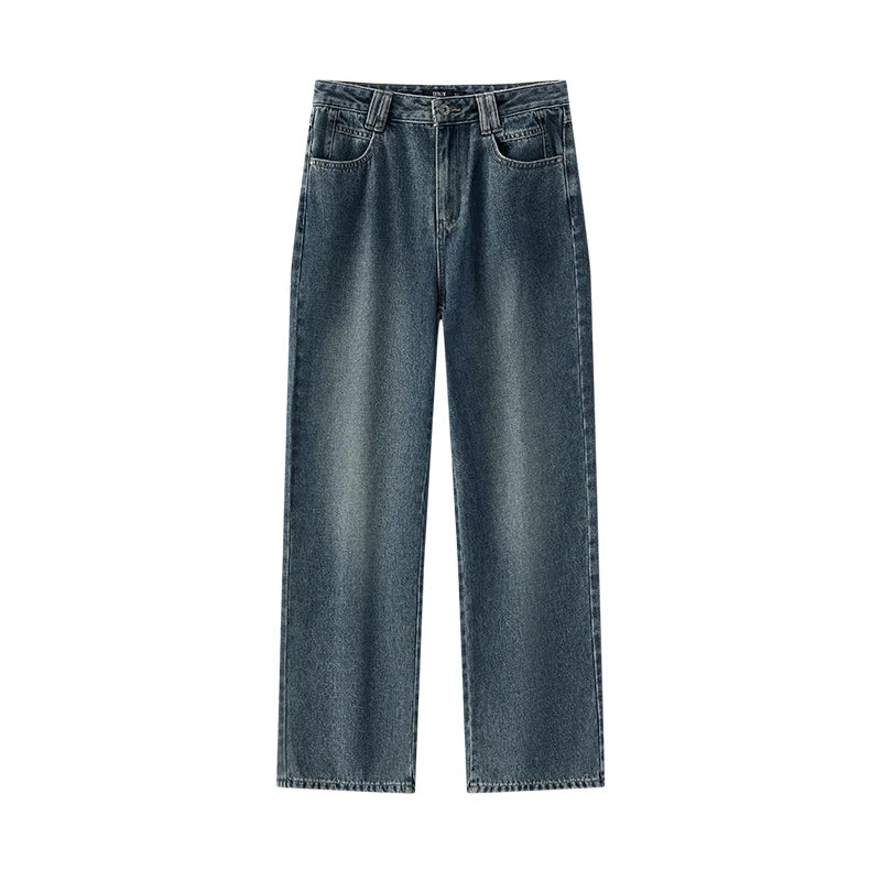 Jeans Women Heightening Pure Cotton Long Trousers Autumn 2024 New Flesh-hiding Wide-leg Trousers