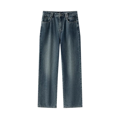 Jeans Women Heightening Pure Cotton Long Trousers Autumn 2024 New Flesh-hiding Wide-leg Trousers