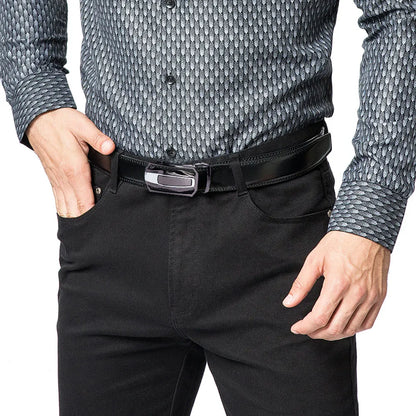 Men Belt High Quality Genuine Leather Belt Metal Alloy Automatic Buckle Brand Luxury Design Waist Belts for Men 150cm Size