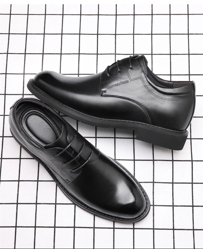 Men Business Elevator Shoes Real Cowhide Invisible Height Increasing Shoes with 3/6/8CM Height Boost Breathable Comfortable