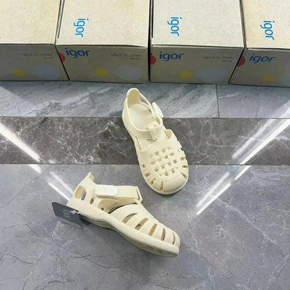 Boys Girls' Solid Color Casual Baotou Roman Sandals Baby Kids Jelly Beach Shoes Children's Soft Sole Non-slip Sandals SO125