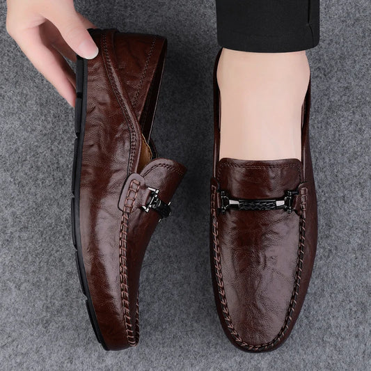 Genuine Leather Mens Loafers Casual Shoes Comfortable Moccasins Luxury Formal Slip on Flats Driving Shoes for Man Walking Shoes
