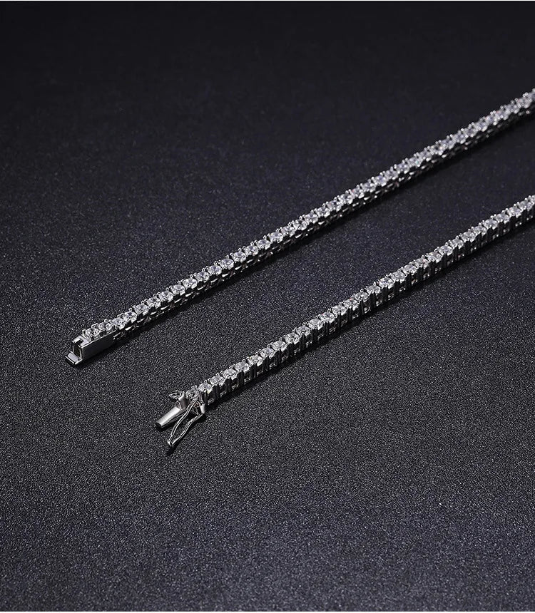 Real 2.5/3/4/5mm Full Moissanite Tennis Necklace for Women 925 Sterling Silver Diamond Neck Chains Necklaces Fine Jewelry