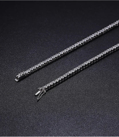 Sparkling Real Full 2.5/3/4/5mm D Color Moissanite Tennis Necklace for Women S925 Silver Diamond Neck Chain Necklaces Gift