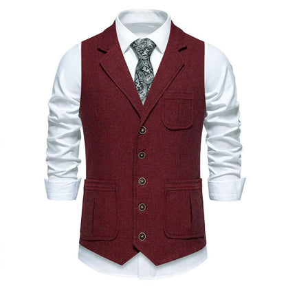 Men Vest Drak Gray Herringbone Single Button Waistcoat For Wedding Birthday Banquet Party Business Work Daily Men Suit Vest