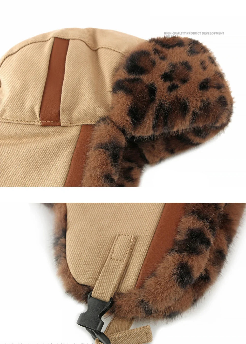 Bomber Hat Men Women Thick Warm Winter Hat Leopard Fur Earflap Cap Male Female Russian Hat Windproof Snow Ski Trapper Cap