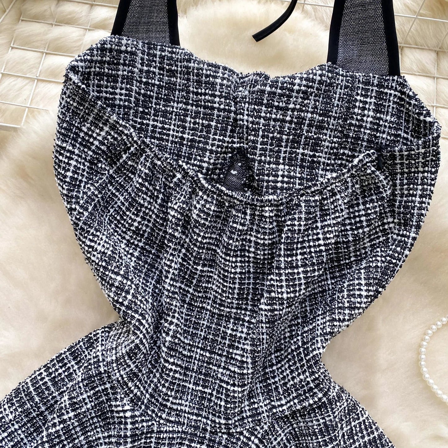 American Summer Women Camisole Halter Buttons Y2K Solid Slim Fit Tops Fashion Chic Tweed Design Hotsweet Tank Top