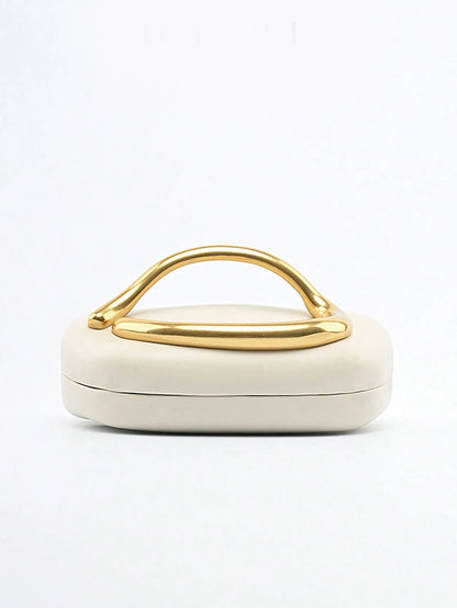 Metal Closure Clutch Evening Bags For Women Luxury Designer Handbag MINI wallet Vintage Elegant Oval Box Chain Strap Shoulder