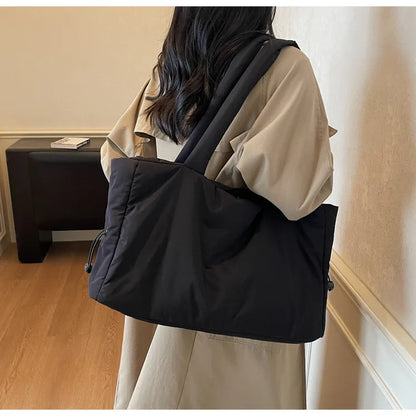 Fashion Winter Women Shoulder Bag Large Simple Shopping Commuting Bag Simple and Practical Textured Casual Versatile Tote Bag
