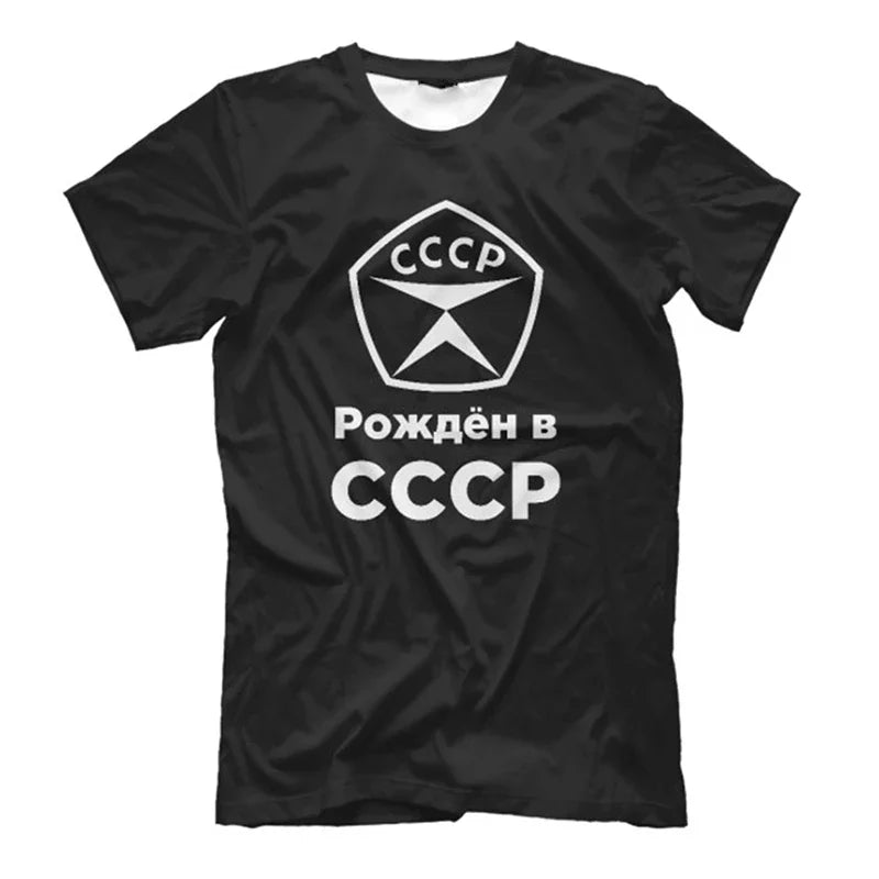 CCCP R Print T-shirt For Men Clothing Round Neck Short Sleeve T Shirts 2025 Summer Harajuku Street Oversized Tee Top
