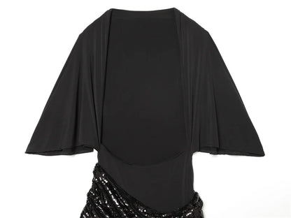 Women Backless Sequin Patchwork Maxi Dress Elegant Wide Sleeve Long Gowns Feminine New Fashion Evening Party Daily Robes