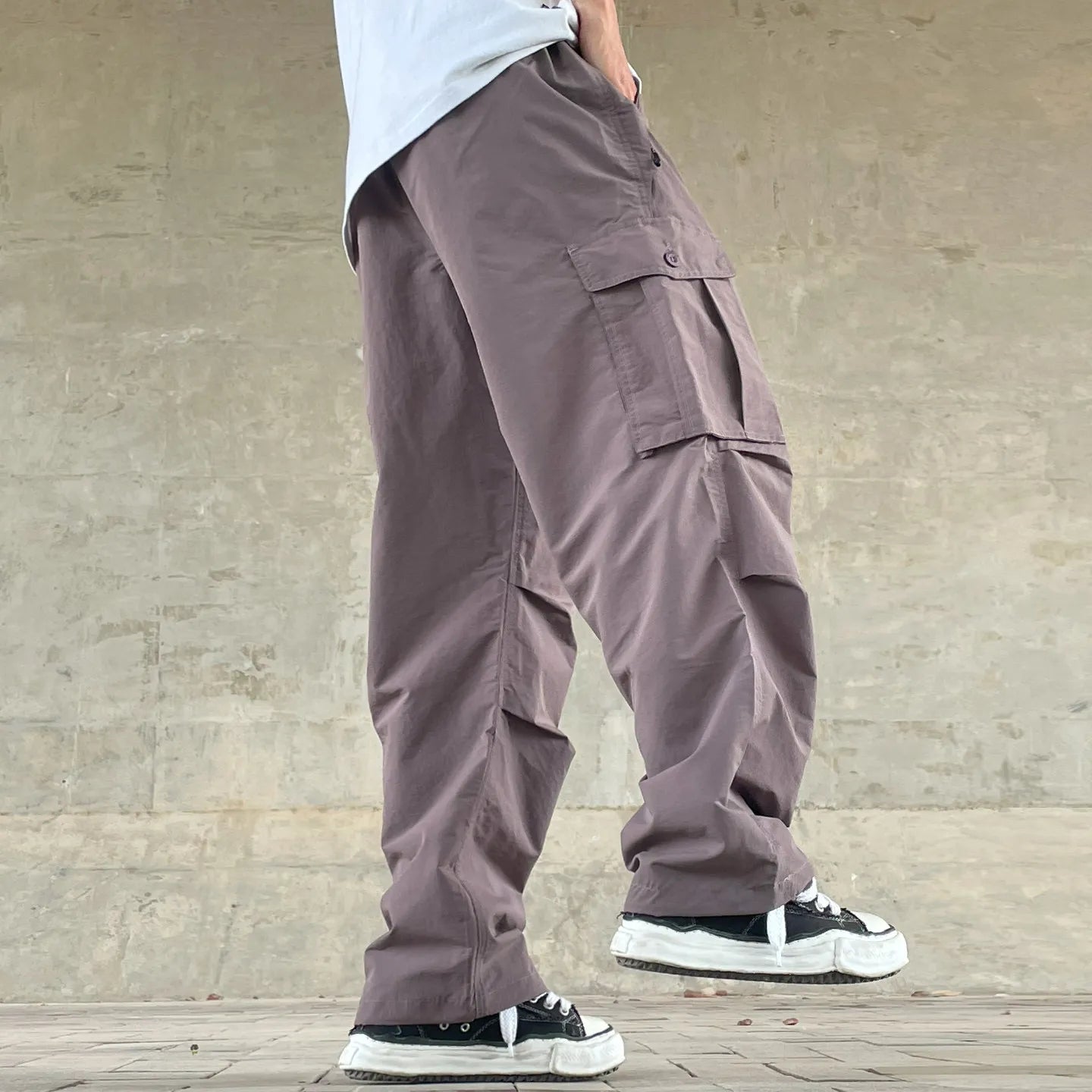Mens Womens Spring Summer Lightweight Quick Dry Baggy Loose Paratrooper Cargo Pants Outdoor Techwear Multi Pocket Streetwear