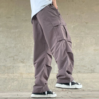 Mens Womens Spring Summer Lightweight Quick Dry Baggy Loose Paratrooper Cargo Pants Outdoor Techwear Multi Pocket Streetwear
