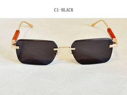 Vintage Square Sunglasses For Men Rimless Sunglasses Women Trendy Retro Fashion Glasses Gafas De Sol Hombre Lunette Soleil Femme