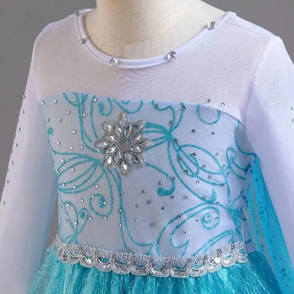 For 2-10 Year Cosplay Fancy Queen Frozen Elsa Anna Costume Girls Princess Dress Toddler Halloween Party with Decorative Fittings