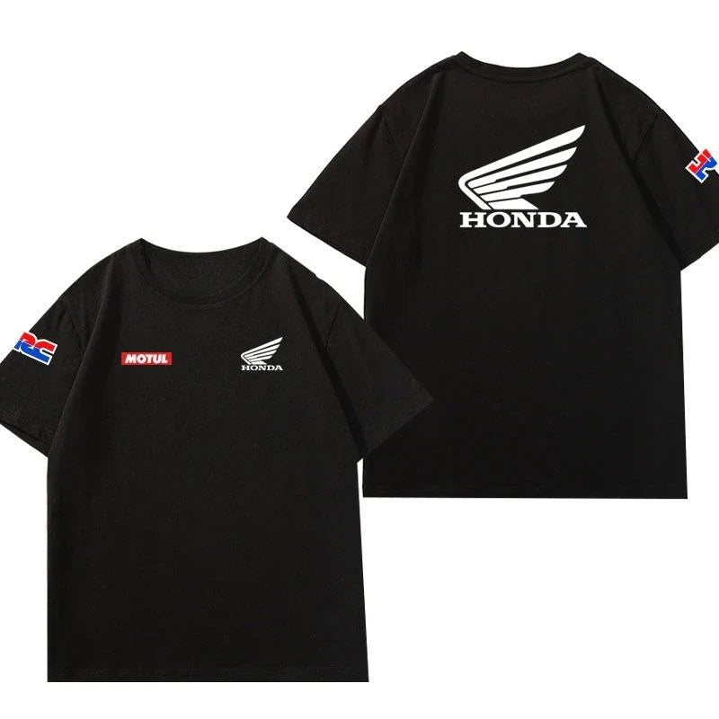 Honda Men's and Women's T-shirts Motorcycle Riding Clothes Short-sleeved Crew Neck Summer Modified Locomotive Tooling Club Tops