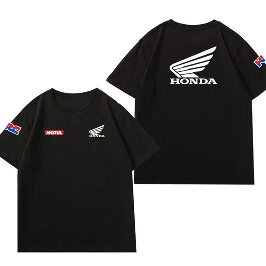 Honda Men's and Women's T-shirts Motorcycle Riding Clothes Short-sleeved Crew Neck Summer Modified Locomotive Tooling Club Tops