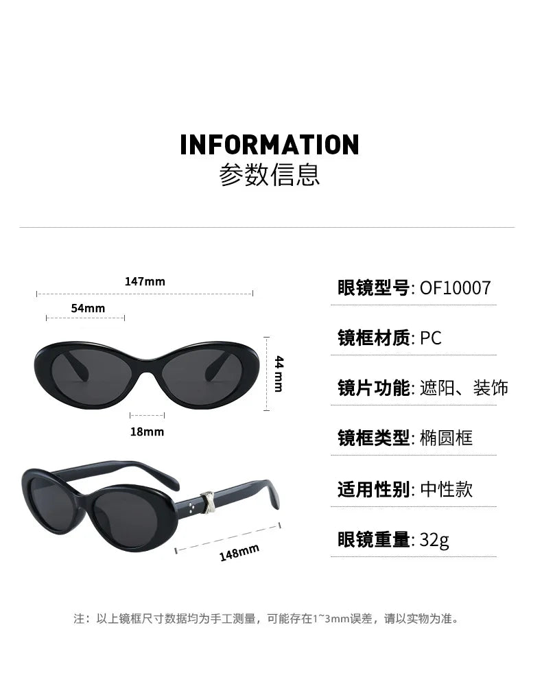 Vintage Oval Sunglasses NEW Women Luxury Brand Designer Small Oval Sun Glasses Retro Fashion Shades Men Eyegalsses Gafas De Sol