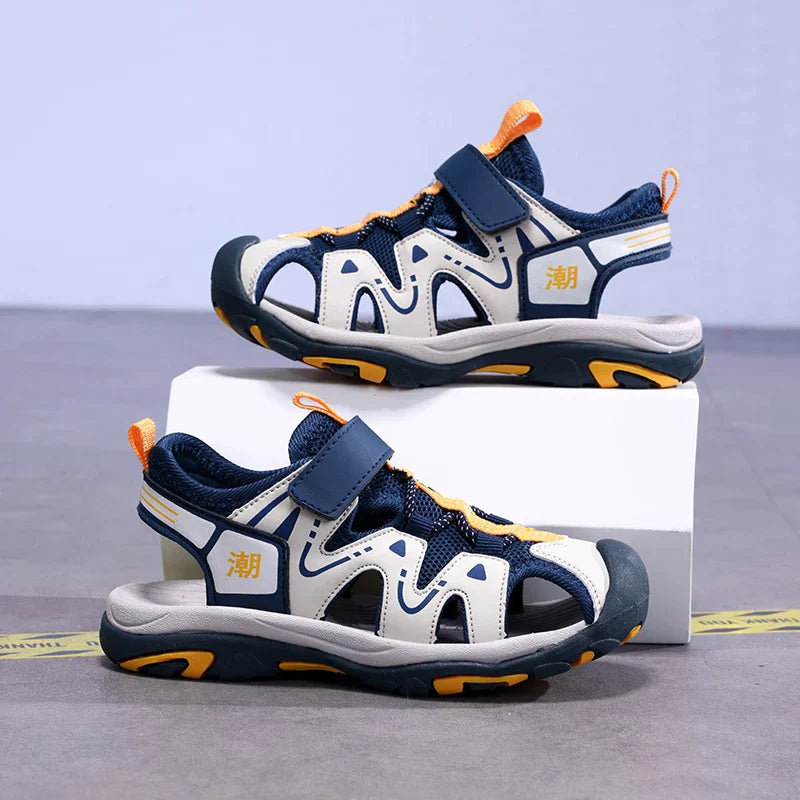 2026 New Summer Kids Beach Sandals Closed Toe Anti Bump Children's Walking Flat Shoe Outdoor Breathable Boy's Soft Sole Sandals