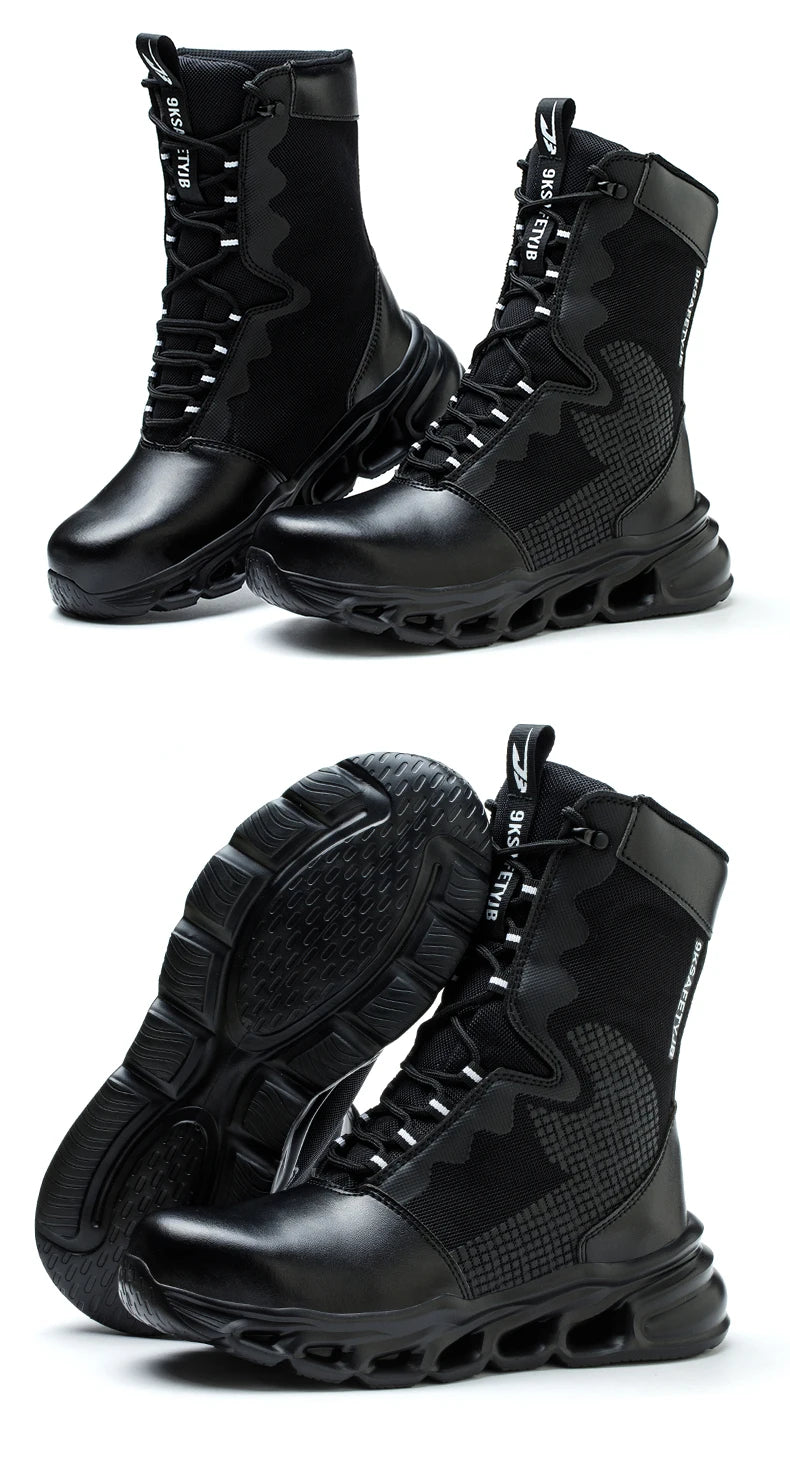 Safety Shoes Men Boots High Top Work Sneakers Steel Toe Anti-smash Puncture-Proof Work Boots Breathable Indestructible Shoes