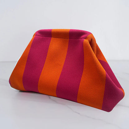 Summer Beach Clutch Bag Contrast Color Small Crochet Handbag Knitting Dumpling Clutch for Women Cute Cloud Casual Colorblock Bag