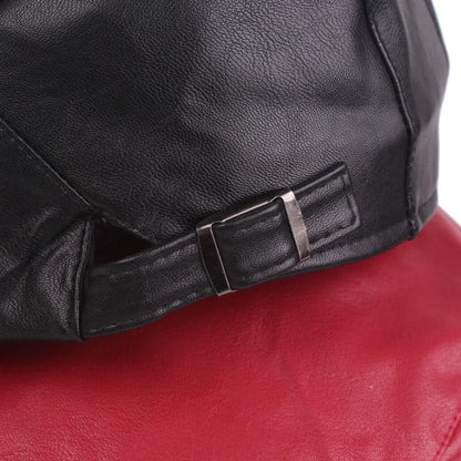 Men Women Ivy Cap Newsboy Hat Adjustable Faux PU Leather Berets for Spring Summer Autumn Gatsby