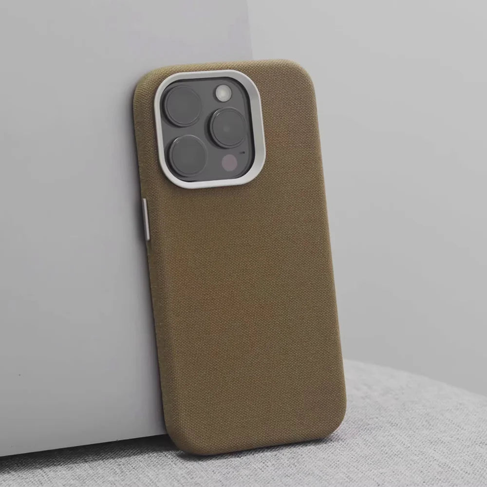For MagSafe Nylon Canvas Phone Case For iPhone 13 14 15 16 Pro Max Plus Luxury Weave Texture Military Shockproof Magnetic Cover