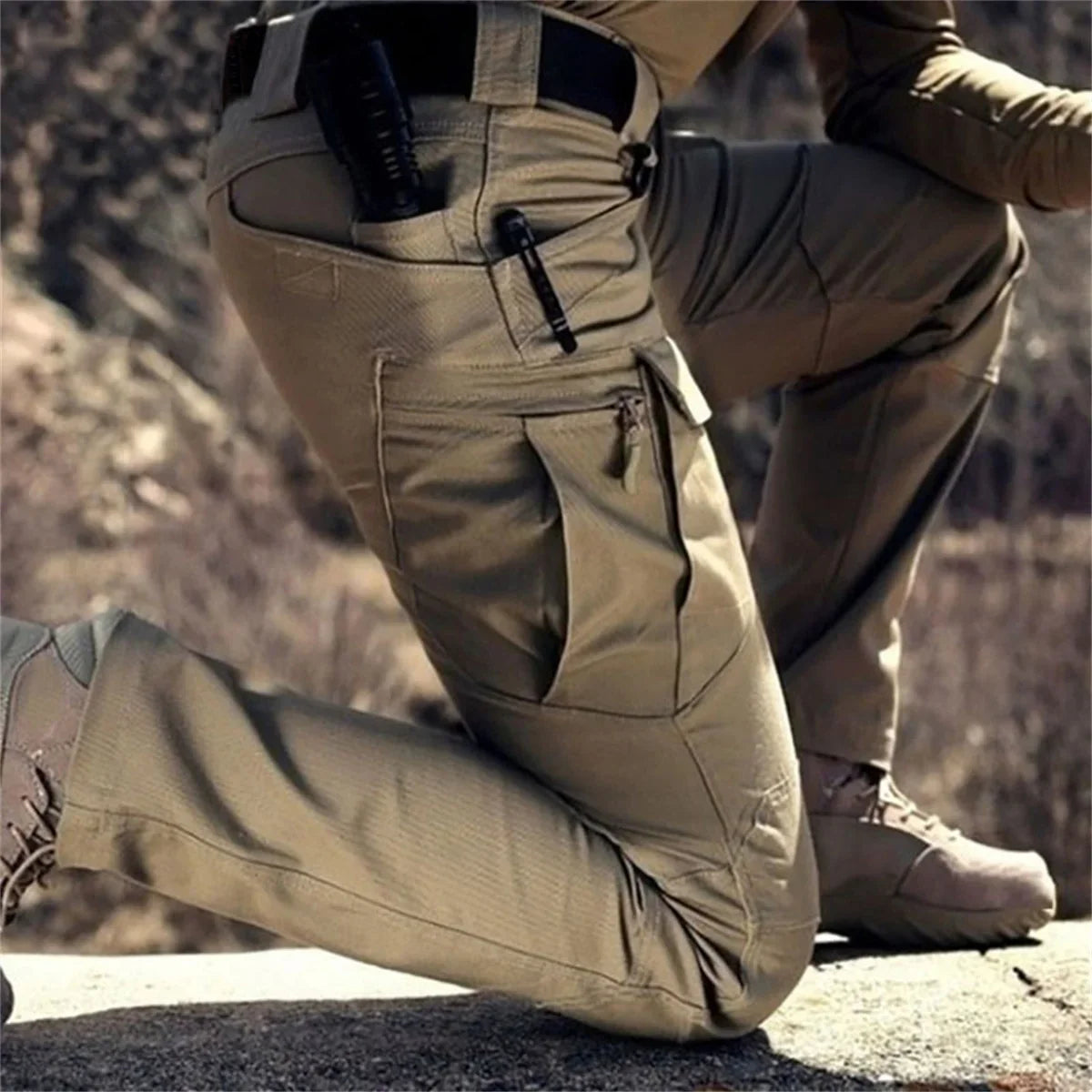 Plus Size Men's Elastic Tactical Pants Camping Hiking Fishing Trekking Climbing Outdoor Trousers Quick Dry Sports