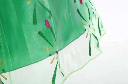 Girls Princess Anna Dress Birthday Party Dresses Halloween Disguise Cosplay Costume Fancy Green Dress Up Fantasia Anna Costumes