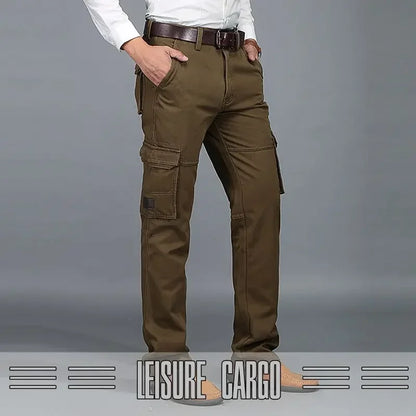 2026 New in Men's Pants Straight Leg Cotton Cargo Trouser Male Stretch Autumn Zipper Multi Pocket Classic Casual Work Wear Army