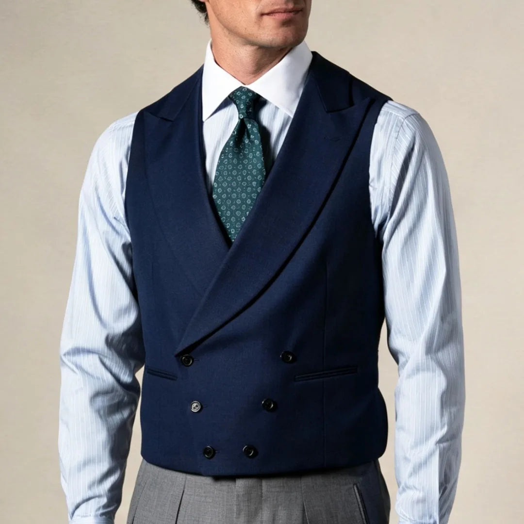 Men Vest Gray Double Breasted With Lapel Solid Waistcoat For Wedding Banquet Business Work Office Casual Daily Men Suit Vest