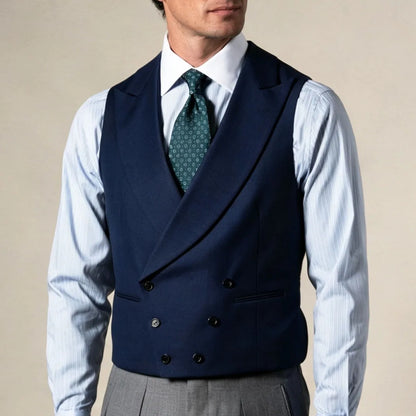 Men Vest Gray Double Breasted With Lapel Solid Waistcoat For Wedding Banquet Business Work Office Casual Daily Men Suit Vest