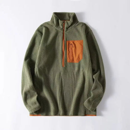 New Comfortable and Thick Men's and Women's Sports Semi-zipper Fleece Sweatshirt with Wavy Fleece and Long-sleeved Sweatshirt