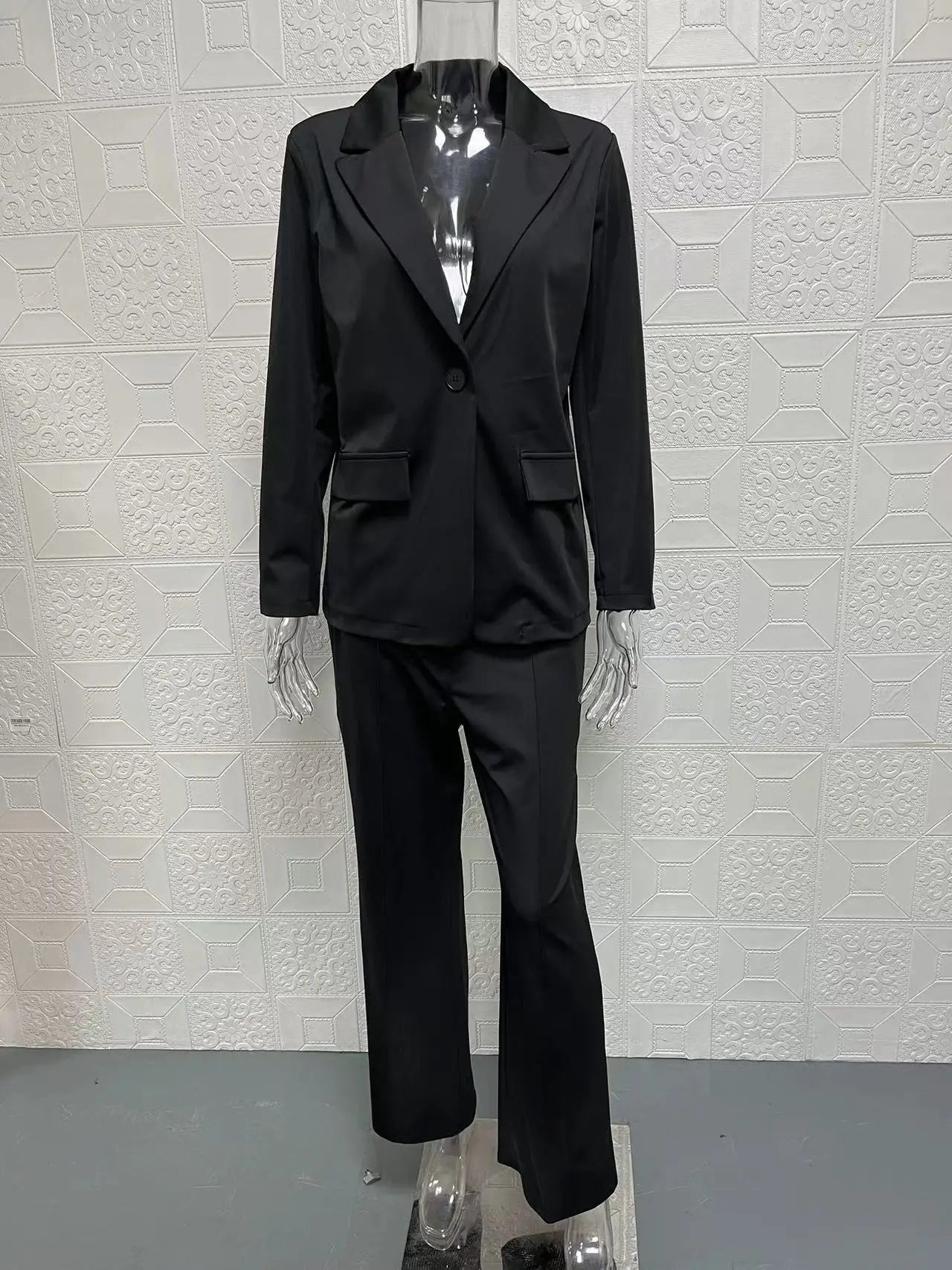 Elegant Slim Fit Suit Jacket And Pants Set for Women 2024 New Fashion Spring Autumn Turn-down Collar High-end Feeling
