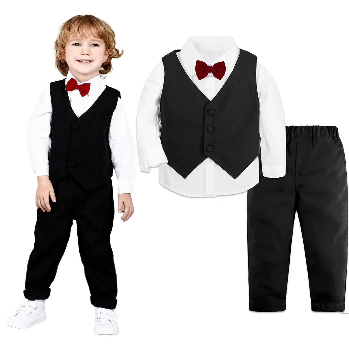 Baby Wedding Outfit Boy Toddler Baptism Suit Kids Birthday Party Easter Gift Clothes Infant Gentleman Xmas Clothing Set 3PCS