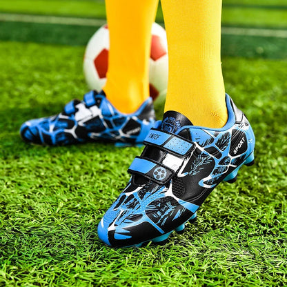Kids Soccer Shoes Outdoor Non-Slip Football Sports Shoes Boy Training Shoes Child HOOK&LOOP Lightweight Children's Soccer Cleats