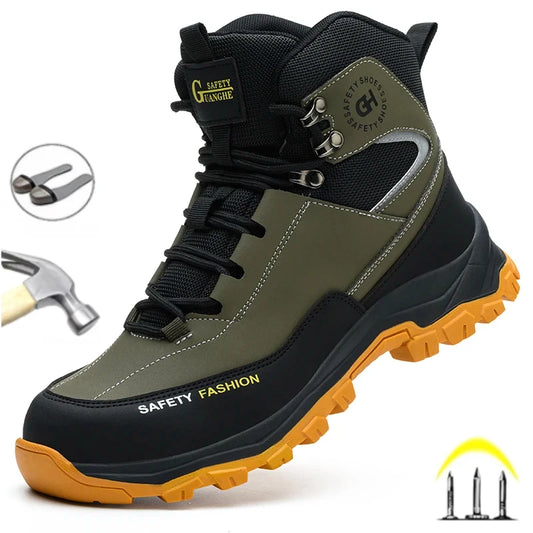 New 2024 Fashion Men's Work & Safety Boots Steel Toe Cap Crush-Resistant And Puncture-Proof Sole Ideal For Construction Sites