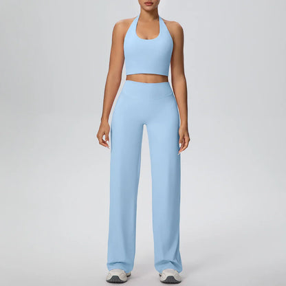 2Pieces Breathable Summer Workout Top Pants Yoga Set Yoga Underwear With Chest Pad Quick Drying Push Up Pencil Pants Yoga Set
