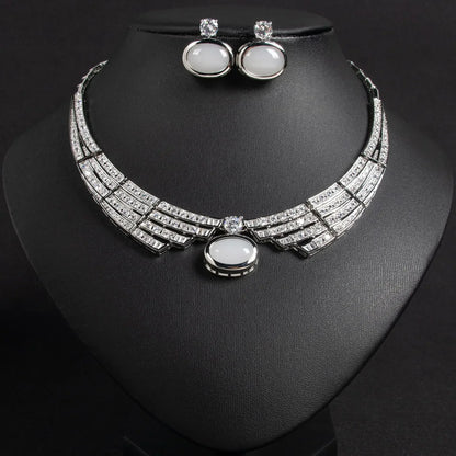Pop Hot Stereo Jewelry Oil Painting Necklace Earrings Premium Multi-Color 2-Piece Wedding Travel Women's Holiday Gift M-1000