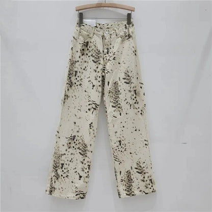 High Waist Y2K Women Jeans Loose Fit Straight Leg Baggy Denim Pants for Girls Retro Beige Wide Women's Jeans Y2K Pants