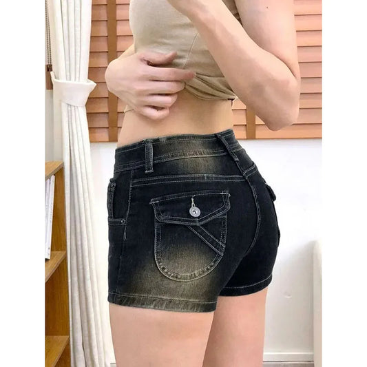 Vintage Denim Shorts Summer 2026 New High Waist Elastic Hot Short Pants Female Sexy Close-Fitting Package Hip Mini Jeans Shorts