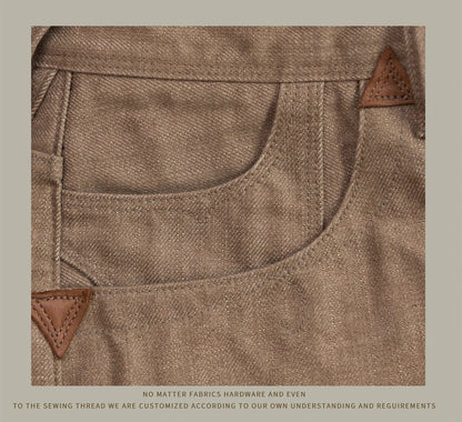 Dyed Jeans Loose Straight Heavy Selvedge Denim Pants Buckle Tooling Trousers 634
