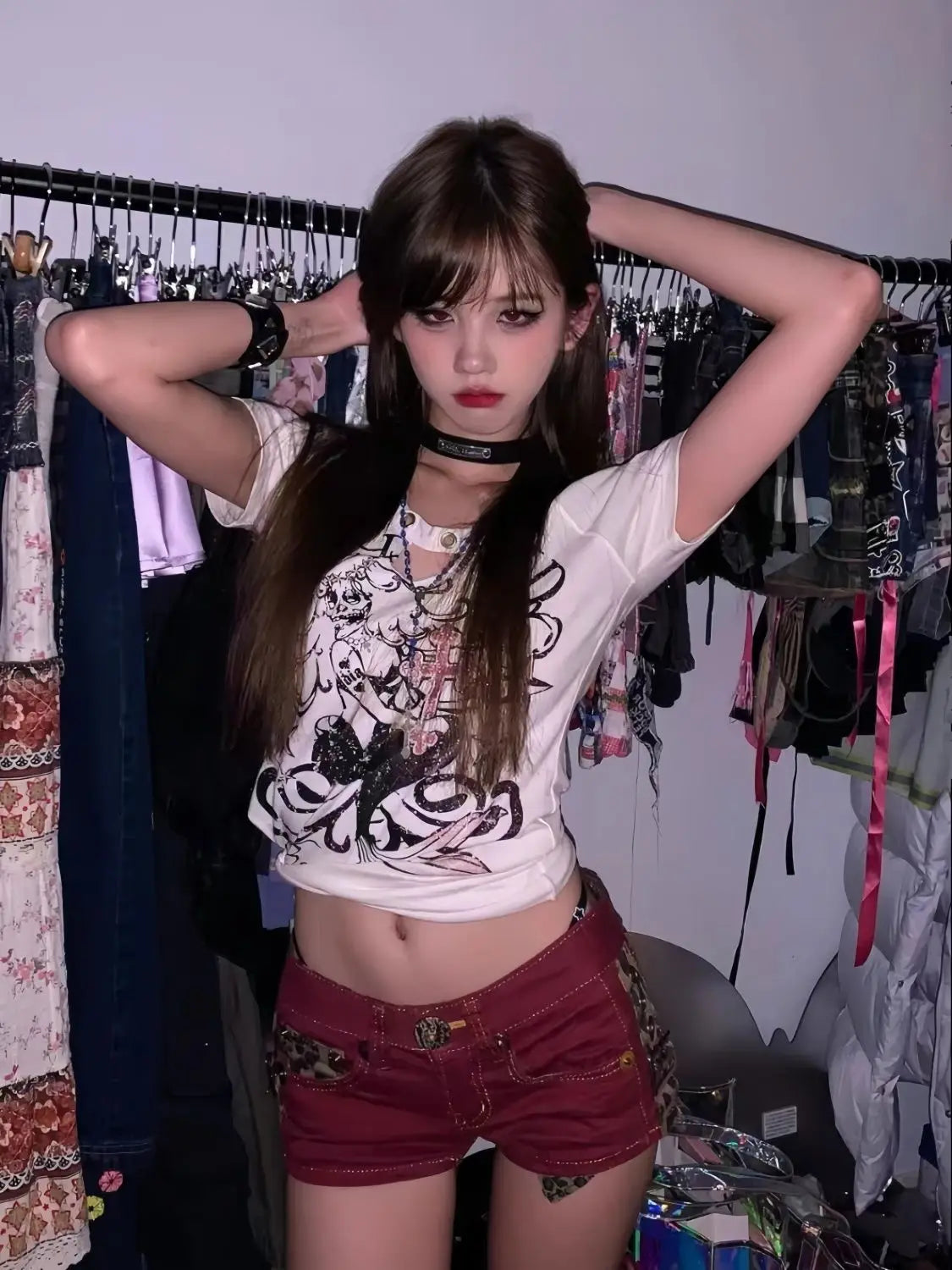Sexy Leopard Print Red Denim Shorts Women's Summer Retro Low-Rise Hot Pants Ropa Mujer Y2K Shorts Jeans