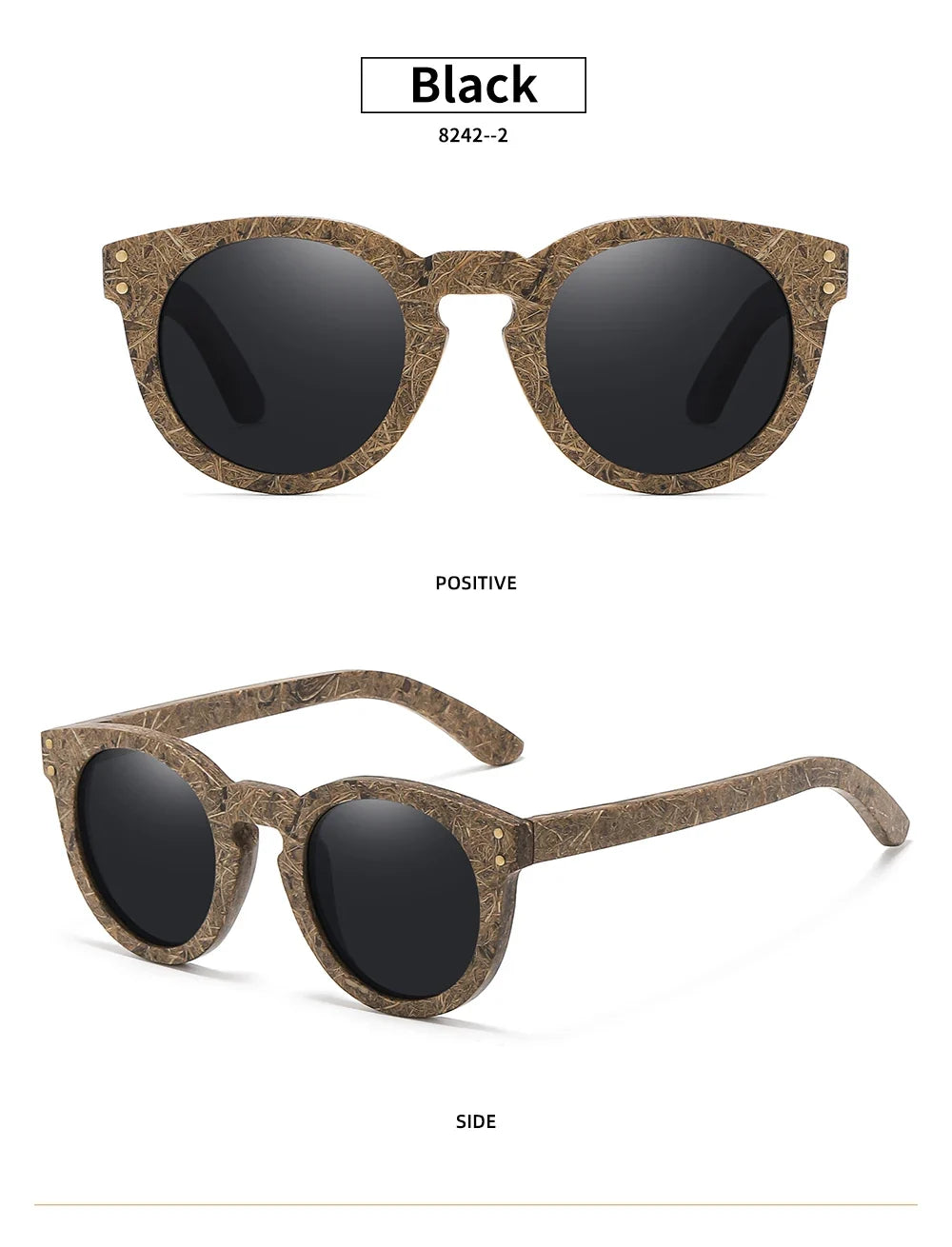 Brand coconut fiber sunglasses Eco-friendly  new wood,made  polarized UV400 protection natural degradation glasses 8242
