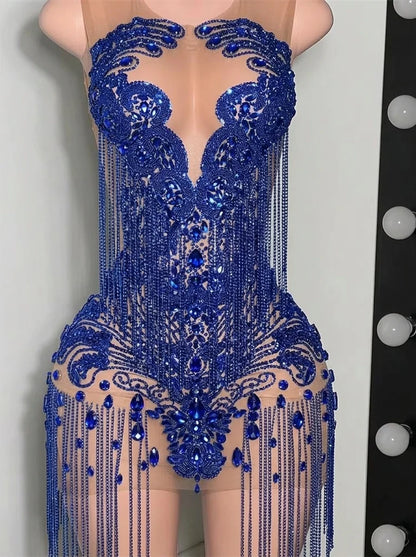 Sexy Gold Crystals Short Prom Dress Luxury For Black Girsl Diamonds Beads Tassels Homecoming Gown Birthday Dress Customized 