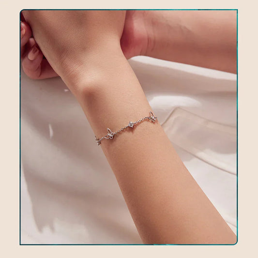 Bracelet Papillon Creux en Moissanite, Réglable, en Argent Sterling 925, Chaîne de Poignet pour Femme Ado, Cadeau Romantique