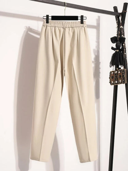 Plus Size Pants Woman 2026 Spring Autumn New Arrival High Waist Suit Pants High Quality Korean Style Straight Trousers